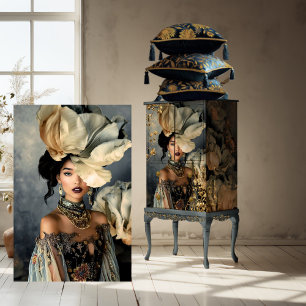 Elegant Dark Beauty, Moody Blue Florals Tissue Paper