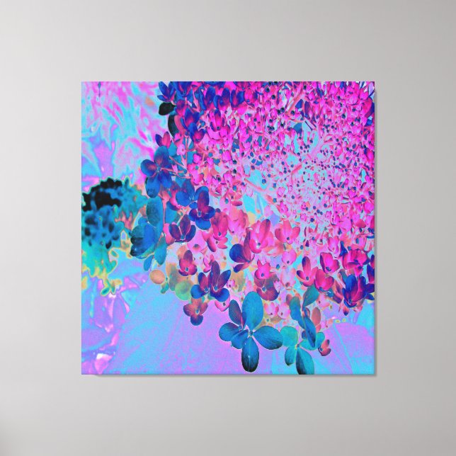 Elegant Dark Blue and Magenta Limelight Hydrangea Canvas Print (Front)