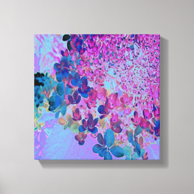 Elegant Dark Blue and Magenta Limelight Hydrangea Canvas Print (Front)
