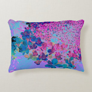 Elegant Dark Blue and Magenta Limelight Hydrangea Decorative Cushion