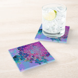 Elegant Dark Blue and Magenta Limelight Hydrangea Glass Coaster