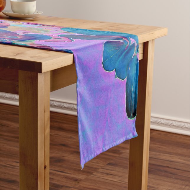 Elegant Dark Blue and Magenta Limelight Hydrangea Medium Table Runner (In Situ)