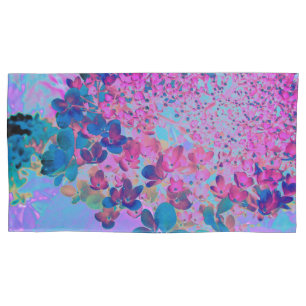 Elegant Dark Blue and Magenta Limelight Hydrangea Pillowcase