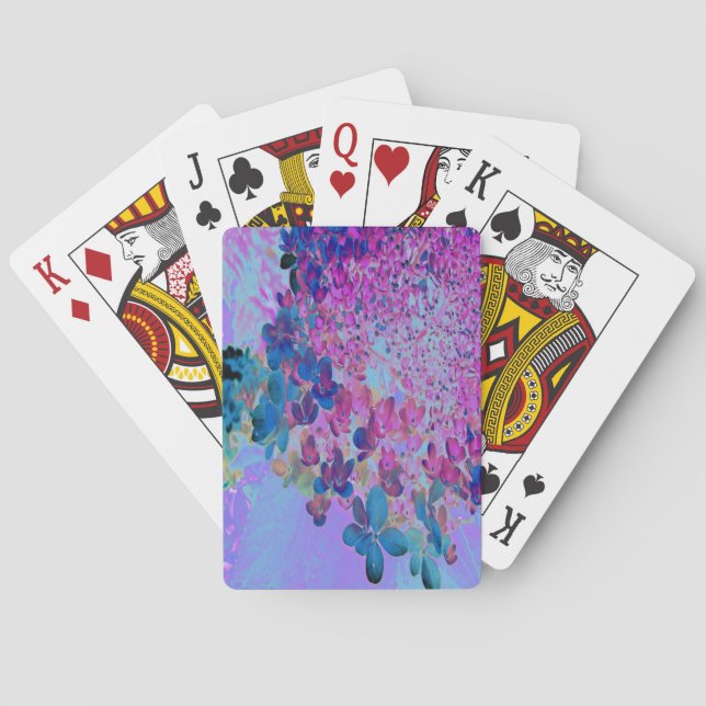 Elegant Dark Blue and Magenta Limelight Hydrangea Playing Cards (Back)