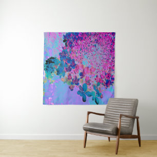 Elegant Dark Blue and Magenta Limelight Hydrangea Tapestry