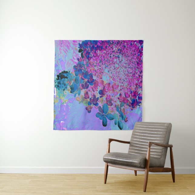 Elegant Dark Blue and Magenta Limelight Hydrangea Tapestry (In Situ)