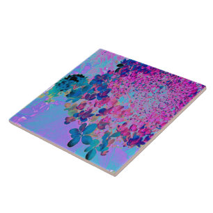 Elegant Dark Blue and Magenta Limelight Hydrangea Tile