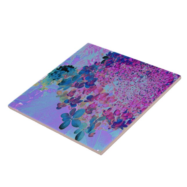 Elegant Dark Blue and Magenta Limelight Hydrangea Tile (Side)