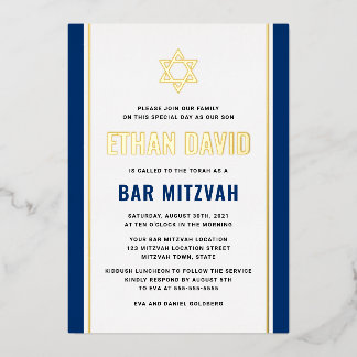 Elegant dark blue bar mitzvah Star of David real