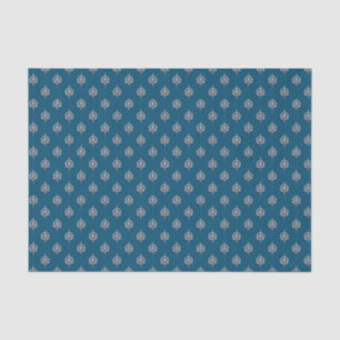 Elegant Dark Blue Damascus Pattern Tissue Paper