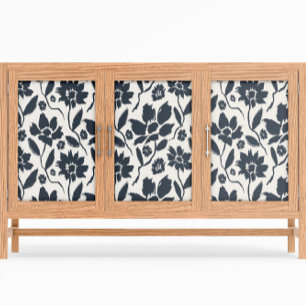 Elegant Dark Blue Floral Cream Canvas  Tissue Paper
