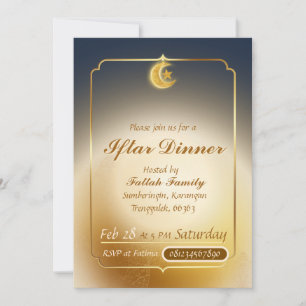 Elegant Dark Blue & Gold Iftar Party Invitation