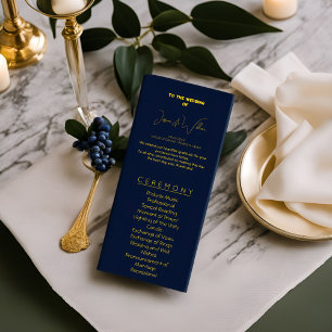 Elegant Dark blue & gold Wedding Program classy  Programme