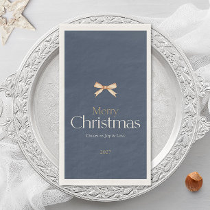 Elegant Dark Blue Merry Christmas Guest Towels Napkin