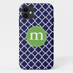 Elegant Dark Blue Moroccan Quatrefoil Personalised Case-Mate iPhone Case