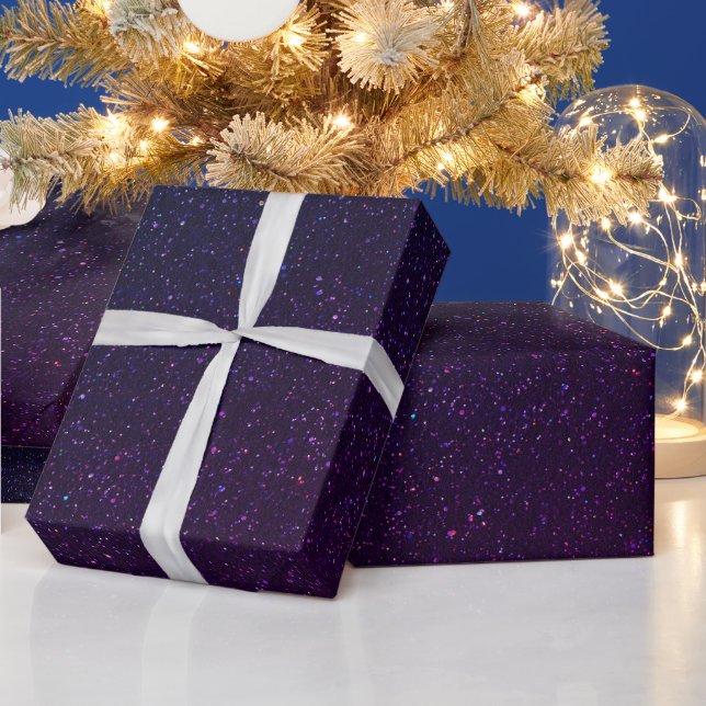 Elegant dark blue purple glitter pattern festive wrapping paper (Holidays)