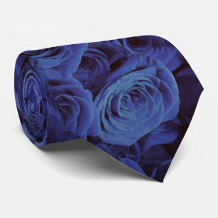 Elegant dark blue roses blue flowers blue floral tie