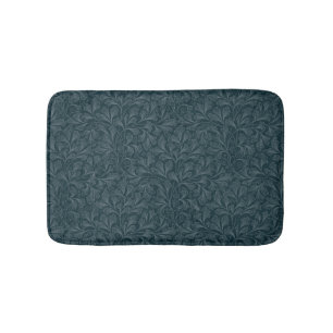 Elegant dark blue vintage floral design bath mat