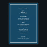 Elegant Dark Blue Wedding Menu Card<br><div class="desc">perfect for any event; border colour and thickness is editable</div>