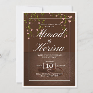 Elegant Dark Brown Floral Invitation