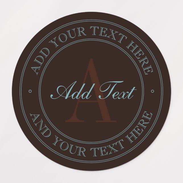 Elegant Dark Brown & Light Teal Monogram Address (Design 1)