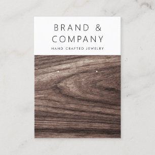 Elegant dark brown wood grain earring card
