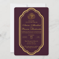 Elegant Dark Burgundy and Gold Islamic Wedding