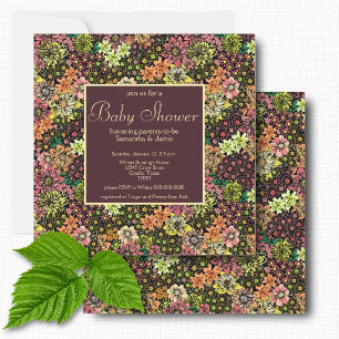 Elegant Dark Burgundy Botanical Floral Baby Shower Invitation