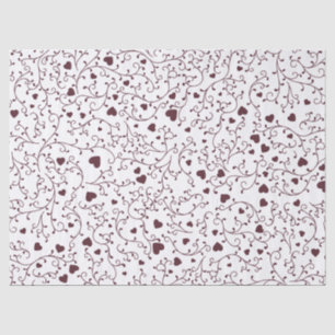 Elegant Dark Burgundy Heart Vine Filigree Pattern Tissue Paper