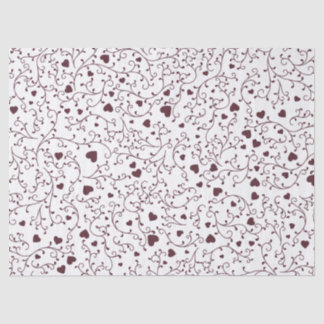 Elegant Dark Burgundy Heart Vine Filigree Pattern Tissue Paper