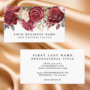 Elegant dark Burgundy Roses Business Cards