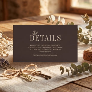Elegant Dark Chocolate Minimalist Wedding Enclosure Card