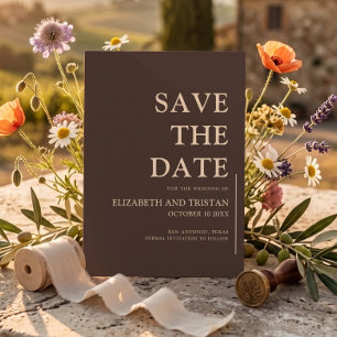 Elegant Dark Chocolate Minimalist Wedding Save The Date