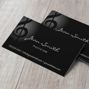 Elegant Dark Clef Musician Business Card