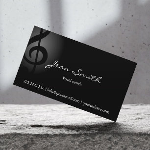 Elegant Dark Clef Vocal Coach Business Card