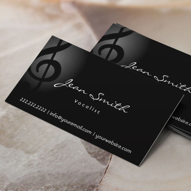 Elegant Dark Clef Vocalist Business Card (Creator Uploaded)