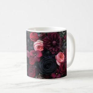 Elegant Dark Floral Arrangement Featuring Roses Coffee Mug