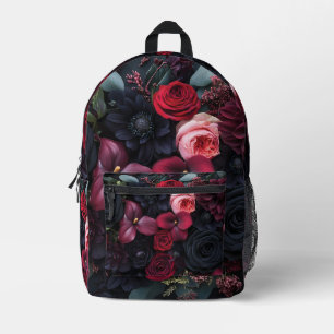 Elegant Dark Floral Arrangement Featuring Roses  Printed Backpack