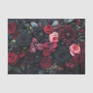 Elegant Dark Floral Arrangement Featuring Roses Tissue Paper