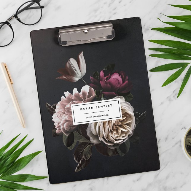 Elegant Dark Floral Bouquet Personalized Clipboard (Creator Uploaded)