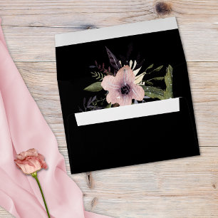 Elegant Dark Floral Cascade Black Burgundy Envelope