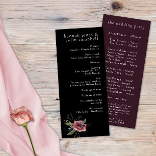 Elegant Dark Floral Cascade Black Burgundy Programme