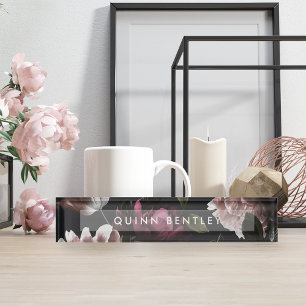 Elegant Dark Floral Nameplate