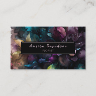 Elegant Dark Floral on Black Business Card