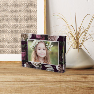 Elegant Dark Floral on Plum   Photo Block