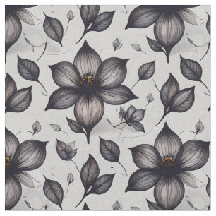 Elegant Dark Floral Watercolor Fabric