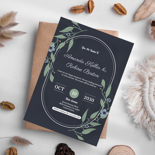 Elegant Dark Floral Wedding Invitation (Creator Uploaded)