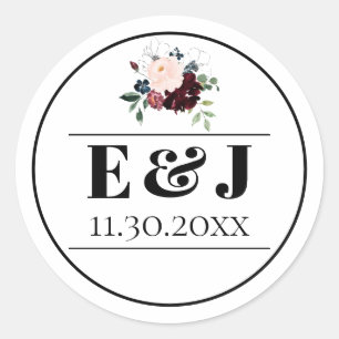 Elegant Dark Florals Wedding Classic Round Sticker