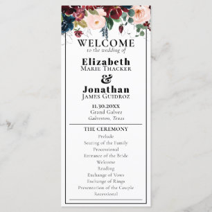 Elegant Dark Florals Wedding Programme