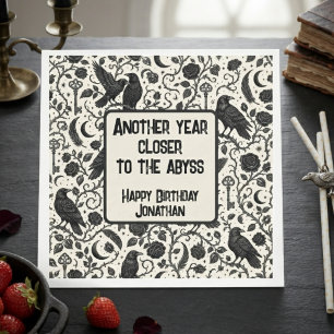 Elegant Dark Gothic Botanical Raven Napkin